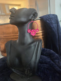 Fuschia and gold statement earrings